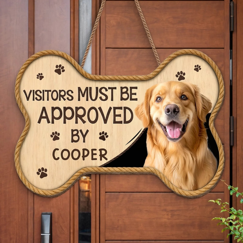 Custom Photo Wood Sign - Personalized Birthday Gifts For Dog Cat Lovers, Dog Dad And Mom, Cat Owners - Living Under Paw Rules