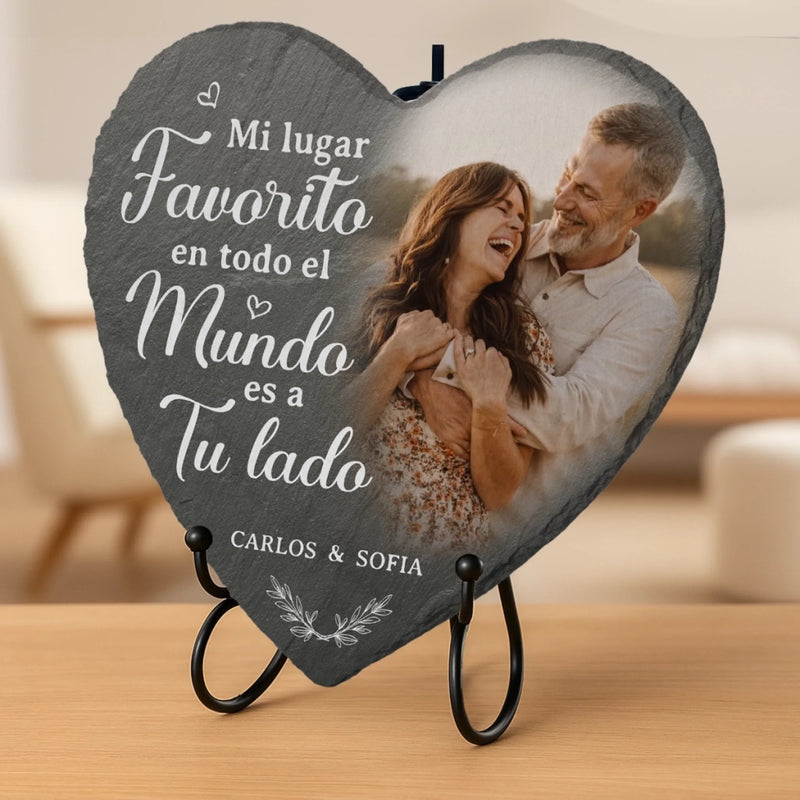 Piedra Decorativa En Forma De Corazón Con Foto Y Base – Regalo De Aniversario De Boda Personalizado Para Esposo Y Esposa – Mi Gran Amor