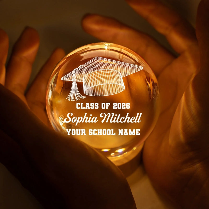 Custom Crystal Globe Lamp - Personalized Graduation Gifts For Him, Her  - Shine Into Your Future