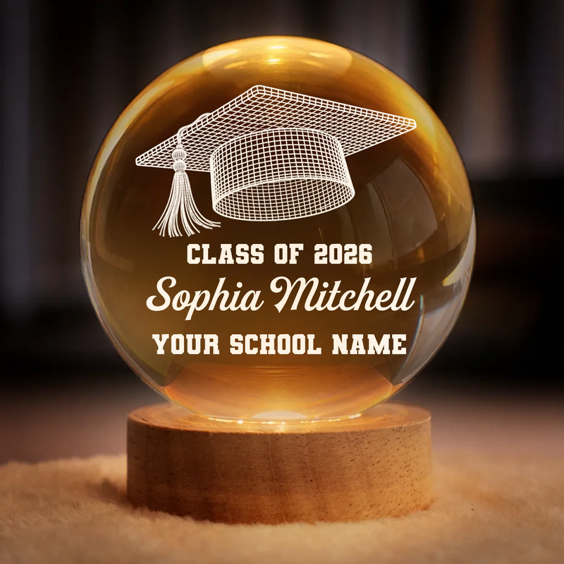 Custom Crystal Globe Lamp - Personalized Graduation Gifts For Him, Her  - Shine Into Your Future