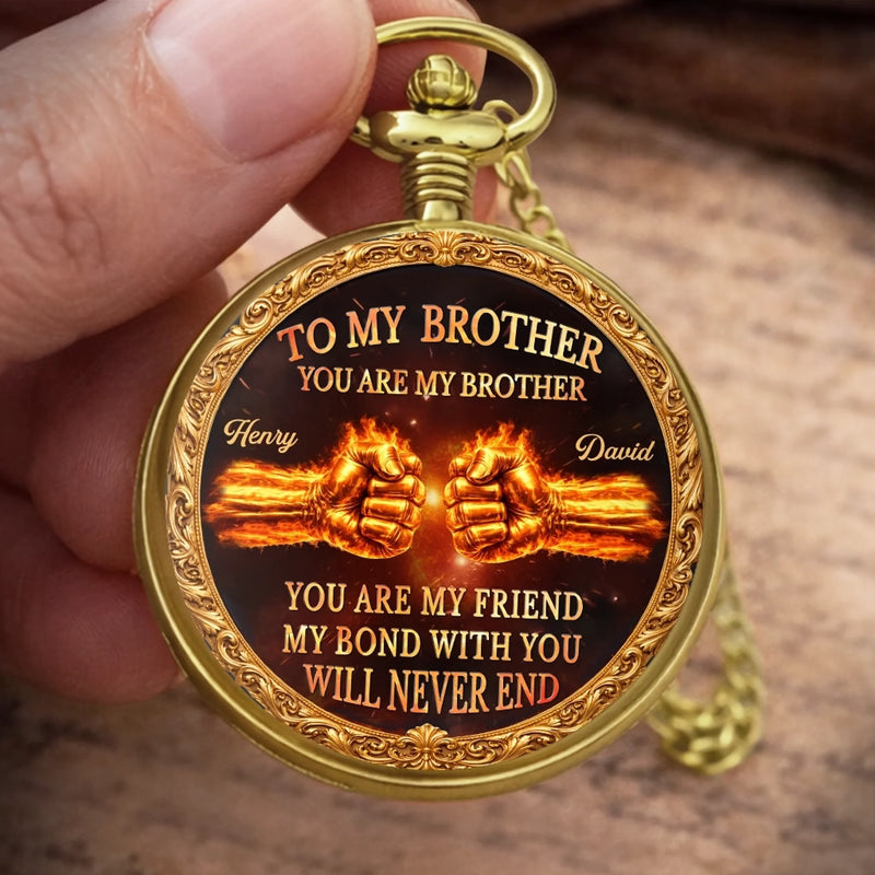 Custom Pocket Watch - Personalized Birthday Gifts For Brother - Timeless Brotherhood
