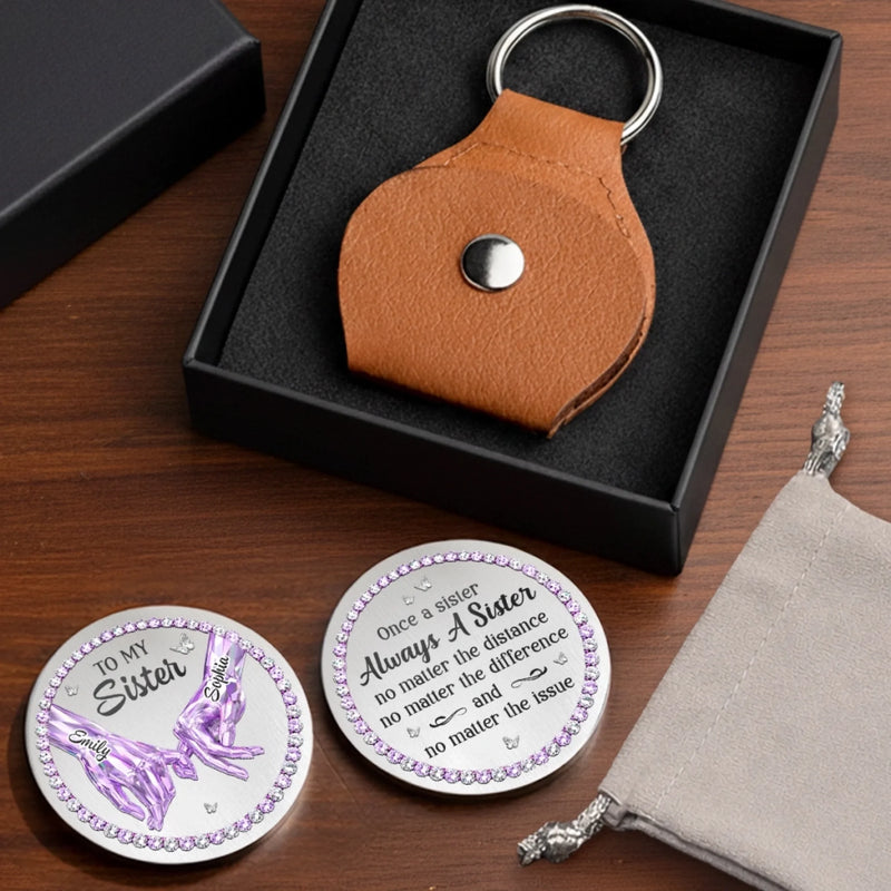 Custom Pocket Hug - Personalized Best Friend Birthday Gifts For Women, Besties, Sisters, BFF - Miles Apart, Still Close