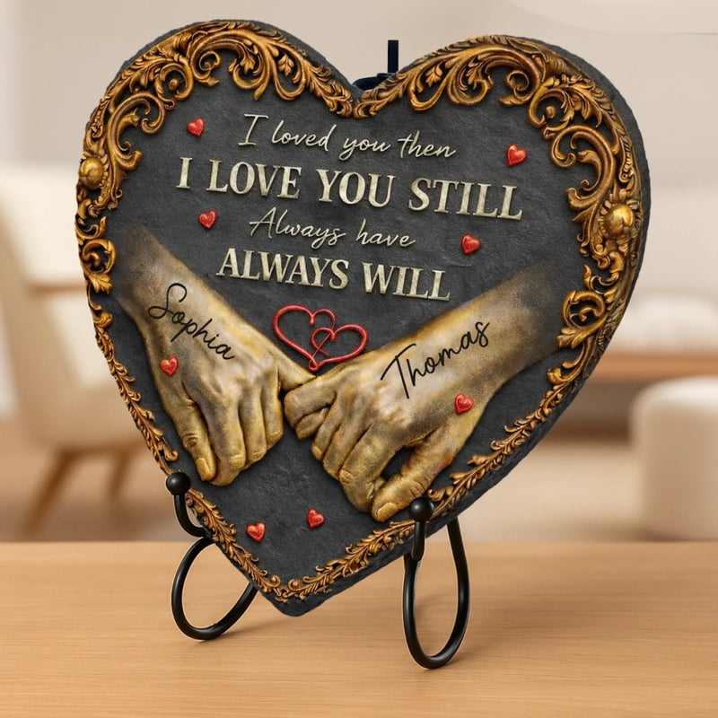 Custom Heart Shaped Stone With Stand - Personalized Anniversary Wedding Gifts For Husband And Wife, Him And Her - Endlessly Yours