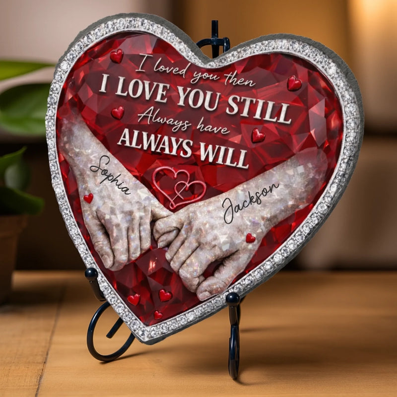 Custom Heart Shaped Stone With Stand - Personalized Anniversary Wedding Gifts For Husband And Wife, Him And Her - My Heart Is Yours