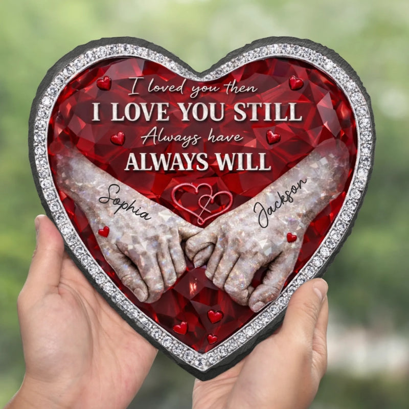 Custom Heart Shaped Stone With Stand - Personalized Anniversary Wedding Gifts For Husband And Wife, Him And Her - My Heart Is Yours
