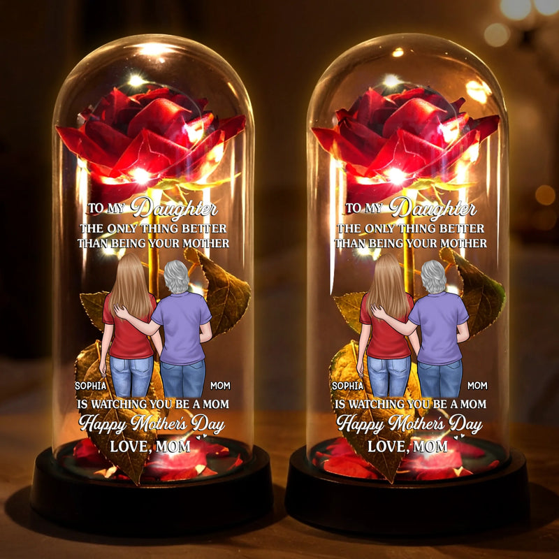 Custom Light Up Eternal Rose In Glass Dome - Personalized Mother's Day Birthday Gifts For Daughter - A Rose For My Girl