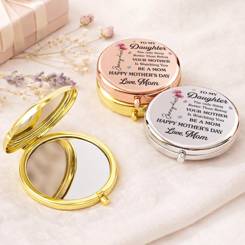 Custom Compact Mirror - Personalized Mother's Day Birthday Gifts For Daughter - My Little Girl, Now Someone’s Whole World