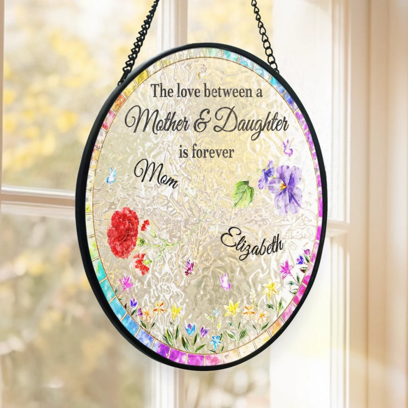 Custom Stained Glass Window Hanging Suncatcher - Personalized Mother's Day Gifts For Mom, Daughter - A Bond Like No Other