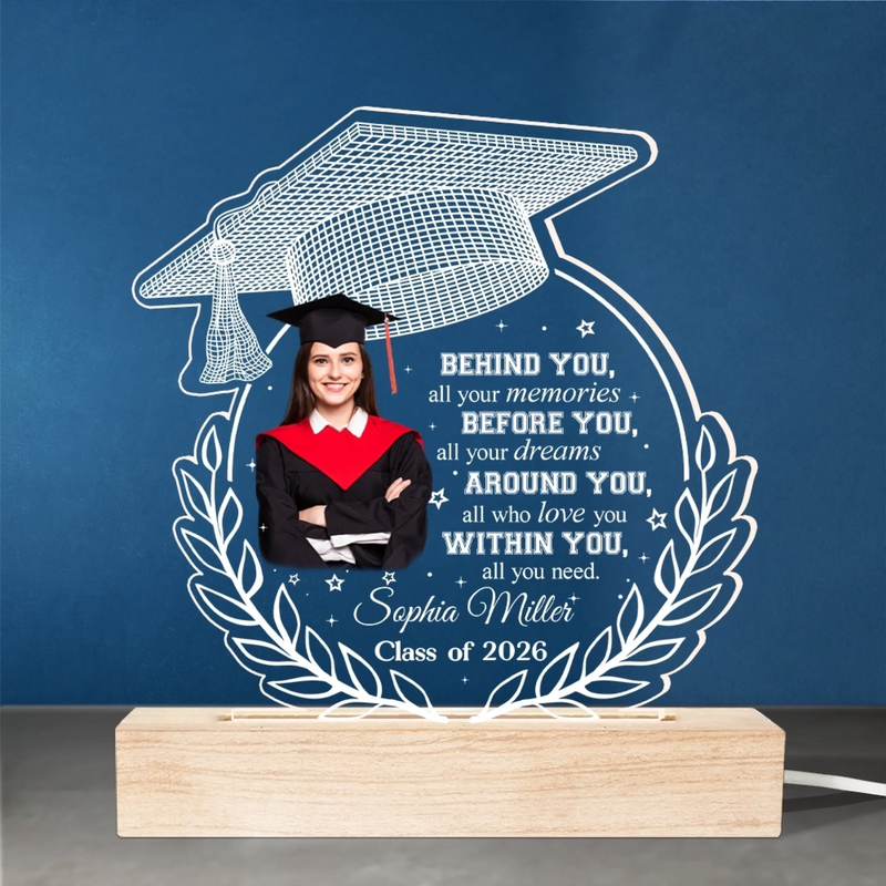 Custom Photo Around You, All Who Love You - Family Personalized Custom Shaped 3D LED Light - Graduation Gift For Family Members, Siblings, Brothers, Sisters