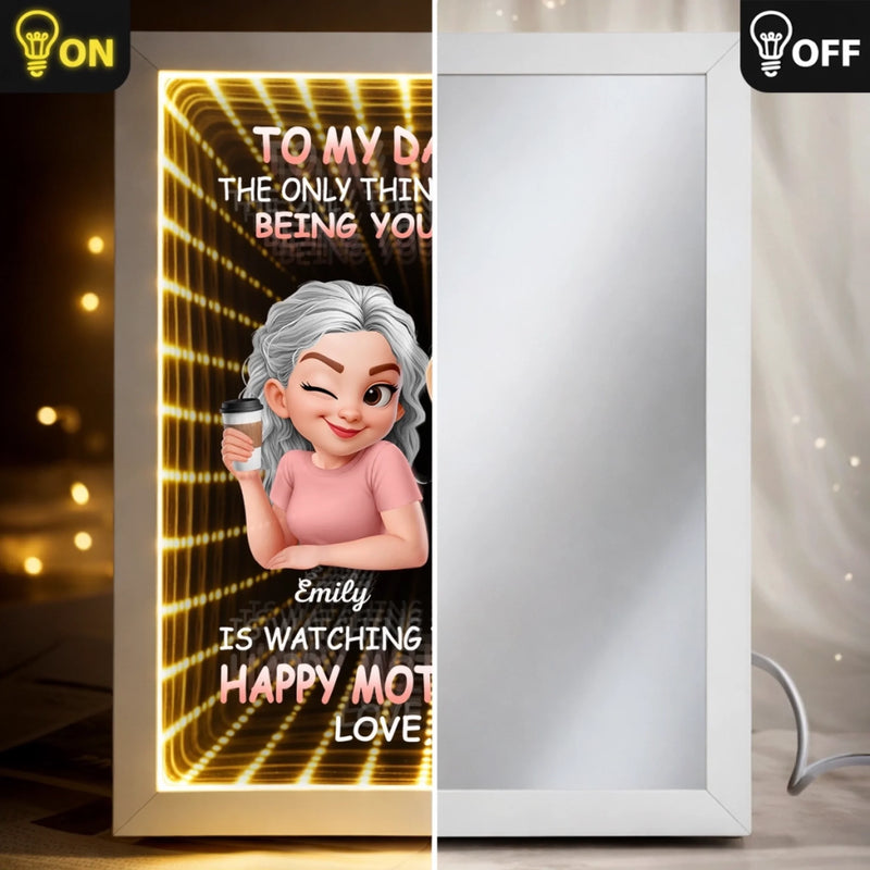 Custom Infinity Mirror Light Box - Personalized Mother's Day Birthday Gifts For Mom, Daughter - From My Little Girl To A Mom