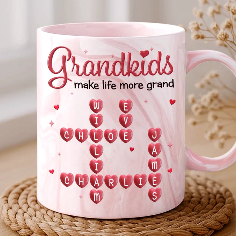 Custom Scrabble 11oz Pink Marble Mug - Personalized Birthday Gifts For Mom, Grandma - Official Grandkid Spoiler