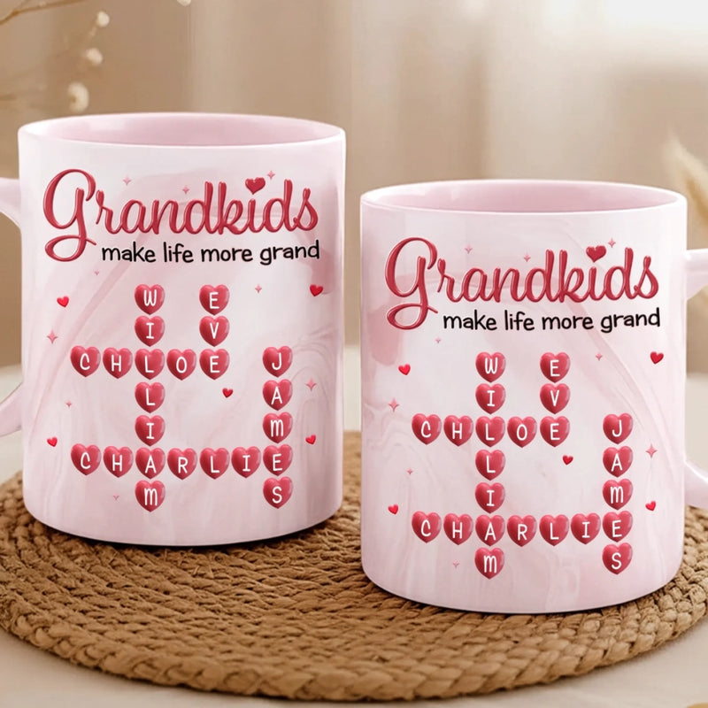 Custom Scrabble 11oz Pink Marble Mug - Personalized Birthday Gifts For Mom, Grandma - Official Grandkid Spoiler