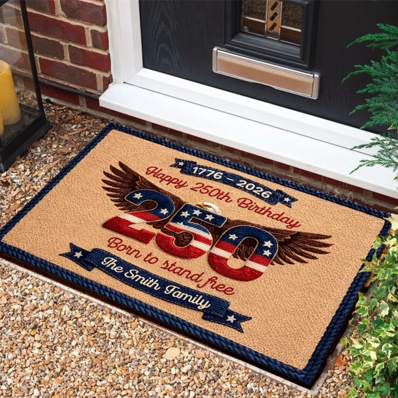 Custom Home Decor Decorative Mat - Personalized America 250th Anniversary Gifts For Mom, Dad, Brother, Sister, Kids - Courage Wrote Our Story