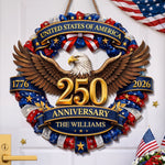 Custom Wood Sign - Personalized America 250th Anniversary Gifts For Family - Strength Forged Through Time