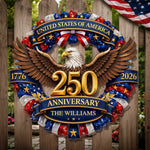 Custom Wood Sign - Personalized America 250th Anniversary Gifts For Family - Strength Forged Through Time