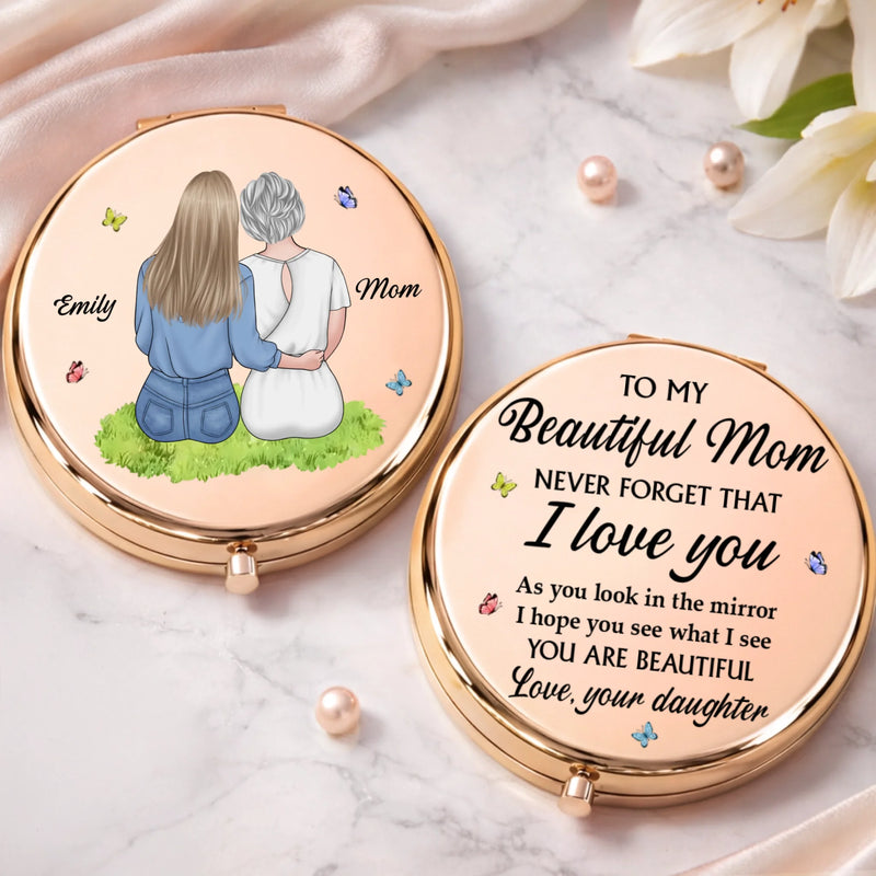 Custom Compact Mirror - Personalized Mother's Day Birthday Gifts For Mom - The Sweetest Kind Of Reminder