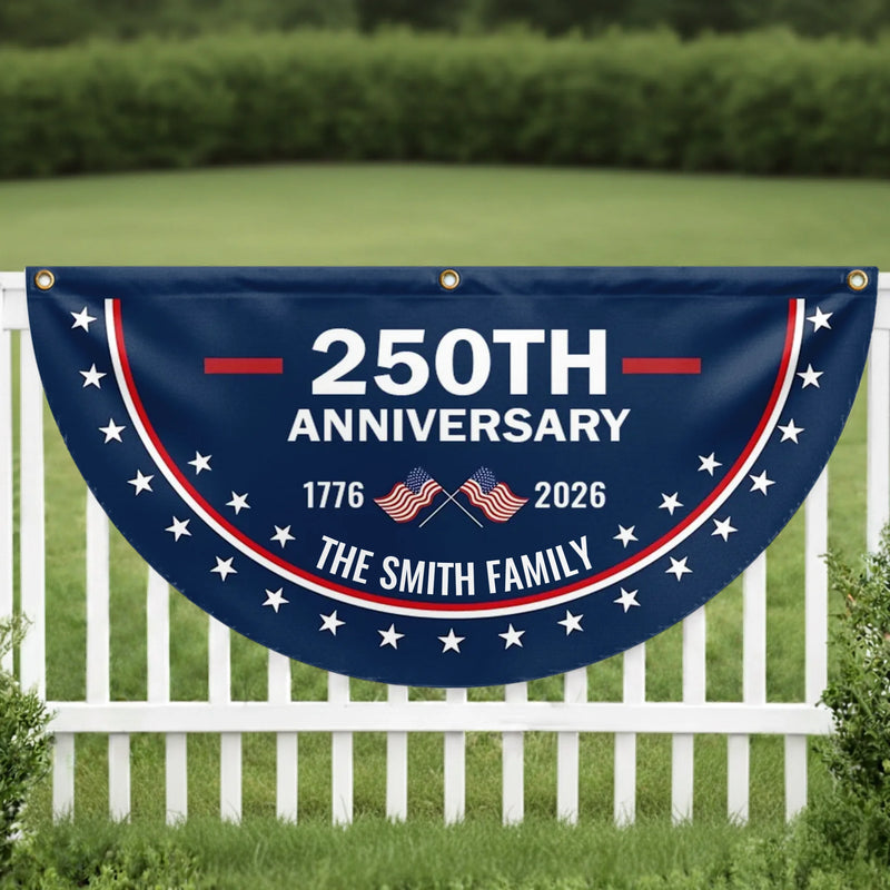 Custom Non-Pleated Fan Flag - Personalized America 250th Anniversary Gifts For Mom, Dad, Brother, Sister, Kids - Family Is Our Strength