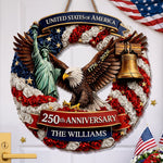 Custom Wood Sign - Personalized America 250th Anniversary Gifts For Family - Freedom Lives In Us