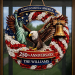 Custom Wood Sign - Personalized America 250th Anniversary Gifts For Family - Freedom Lives In Us