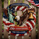 Custom Wood Sign - Personalized America 250th Anniversary Gifts For Family - Freedom Lives In Us