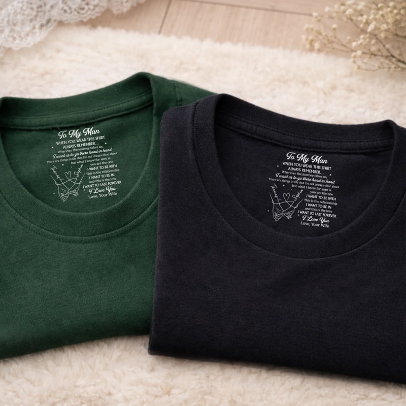 Custom Inside Neck Print T-Shirt - Personalized Anniversary Wedding Gifts For Husband And Wife, Him And Her - You And Me Forever