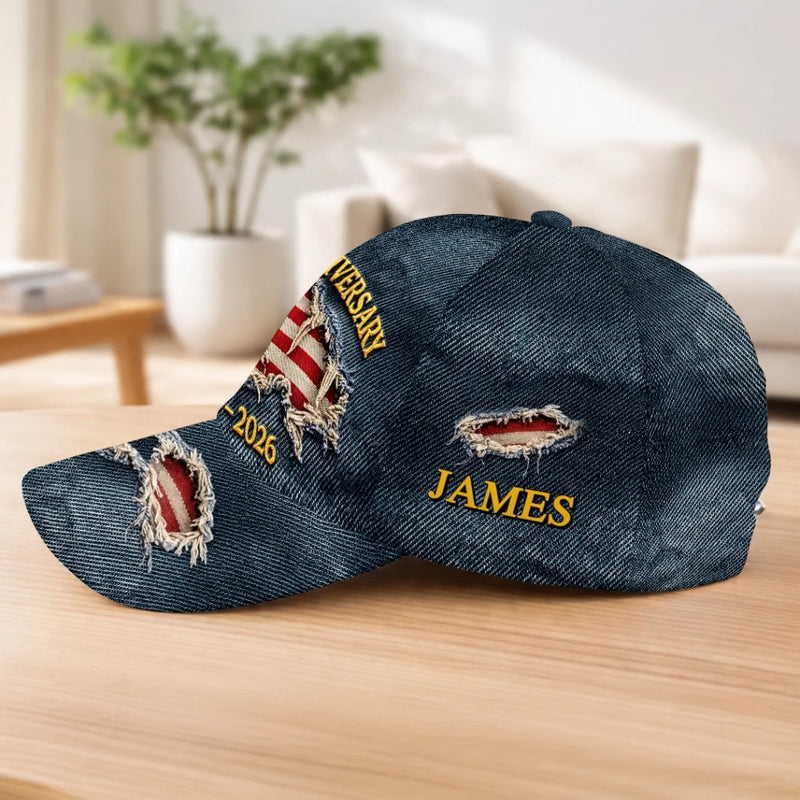 Custom Hat, All Over Print Classic Cap - Personalized America 250th Anniversary Gifts For Women, Men - Built On Liberty