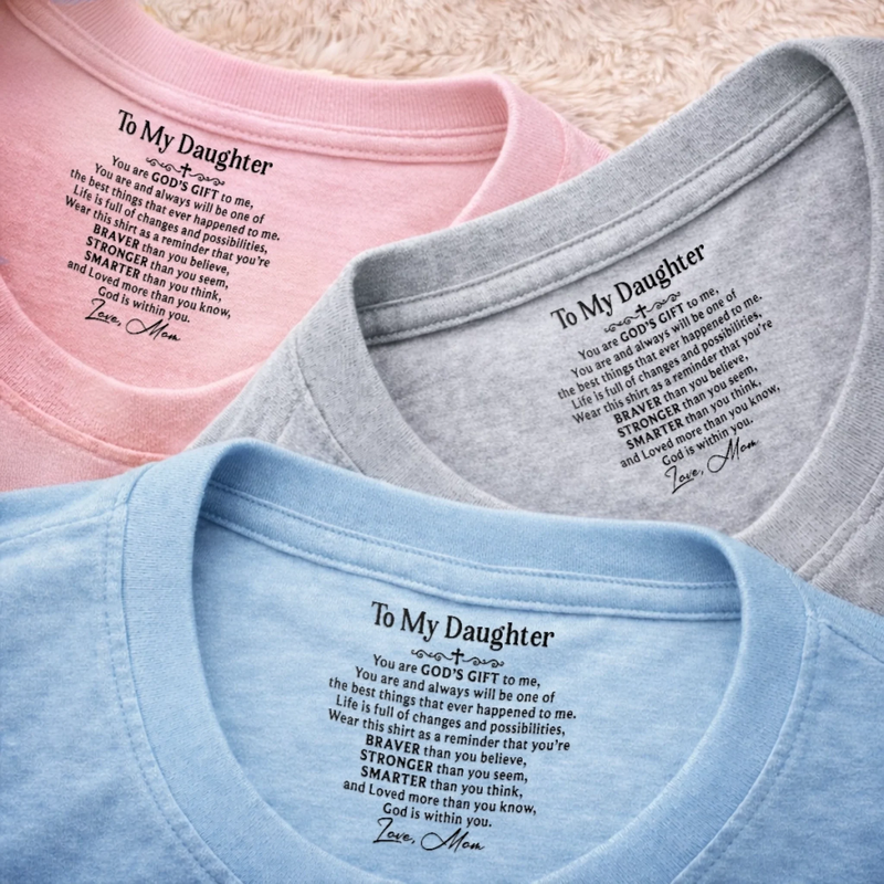 Custom Inside Neck Print T-Shirt - Personalized Birthday Gifts For Daughter - My Love, Your Armor