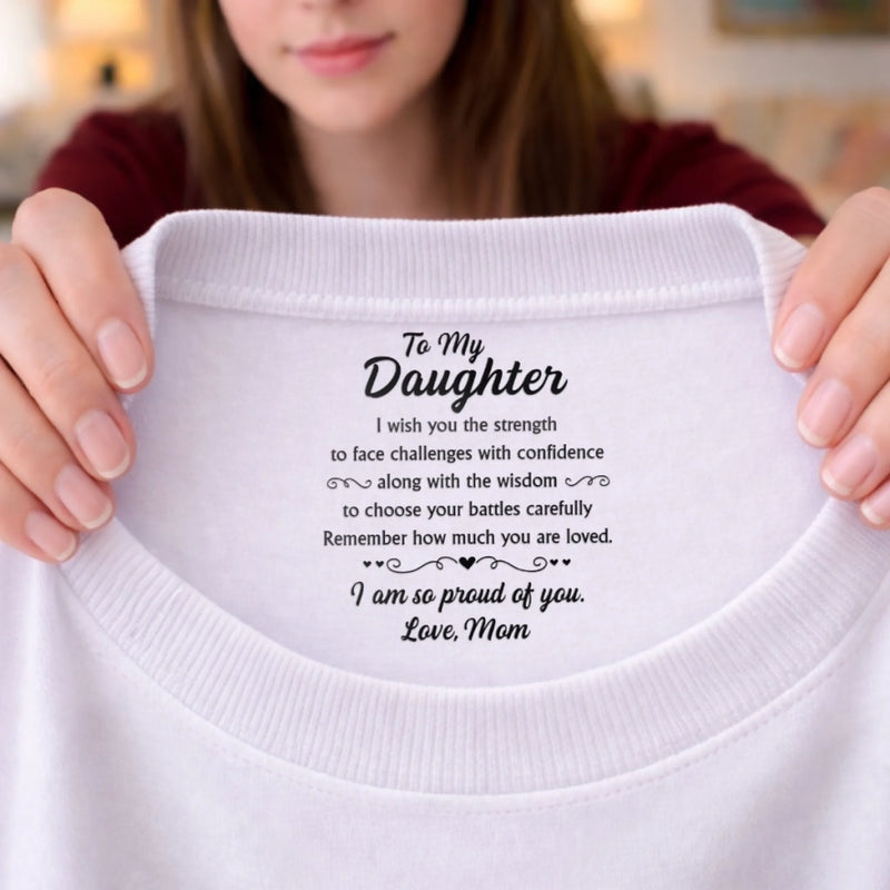 Custom Inside Neck Print T-Shirt - Personalized Birthday Gifts For Daughter - I’m So Proud Of You