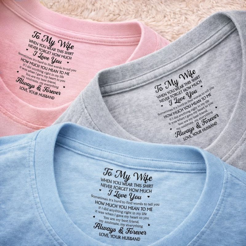 Custom Inside Neck Print T-Shirt - Personalized Anniversary Wedding Gifts For Husband And Wife, Him And Her - Love Grows Stronger Together