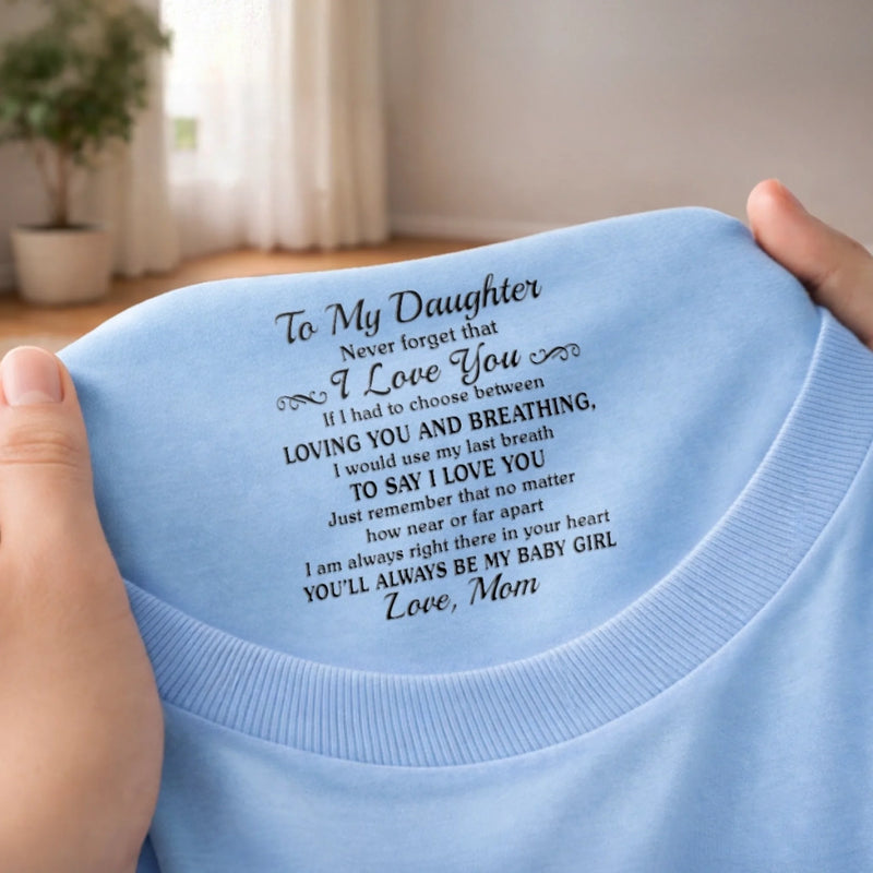 Custom Inside Neck Print T-Shirt - Personalized Birthday Gifts For Daughter - Wrapped In My Love, Always