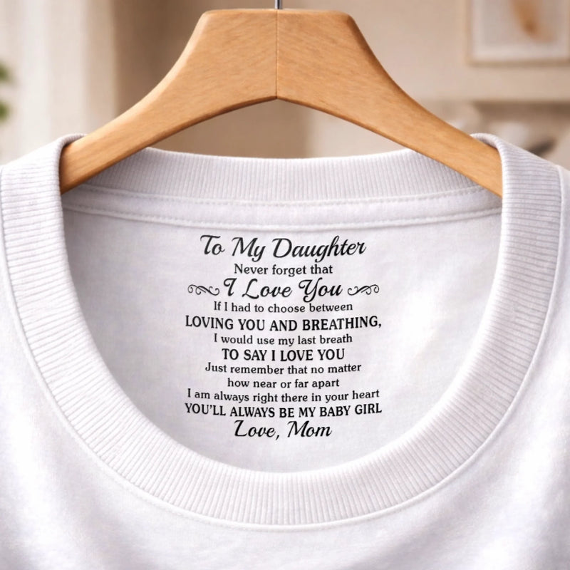 Custom Inside Neck Print T-Shirt - Personalized Birthday Gifts For Daughter - Wrapped In My Love, Always