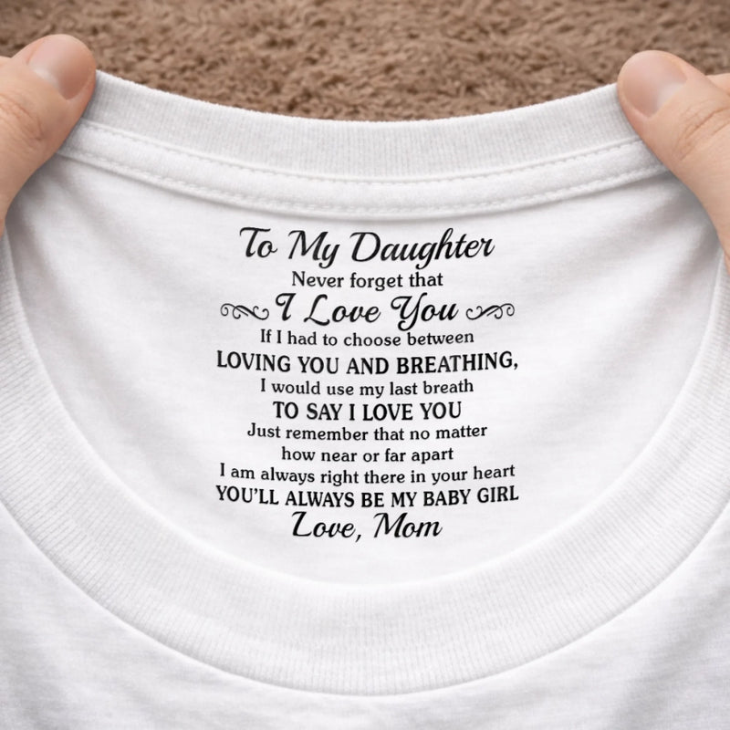 Custom Inside Neck Print T-Shirt - Personalized Birthday Gifts For Daughter - Wrapped In My Love, Always