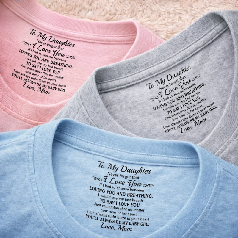 Custom Inside Neck Print T-Shirt - Personalized Birthday Gifts For Daughter - Wrapped In My Love, Always