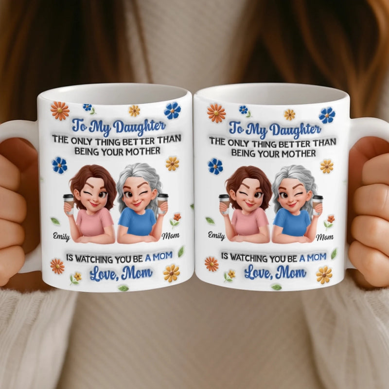 Custom 3D Inflated Effect Printed Mug - Personalized Mother's Day Birthday Gifts For Mom, Daughter - Motherhood Runs In Us