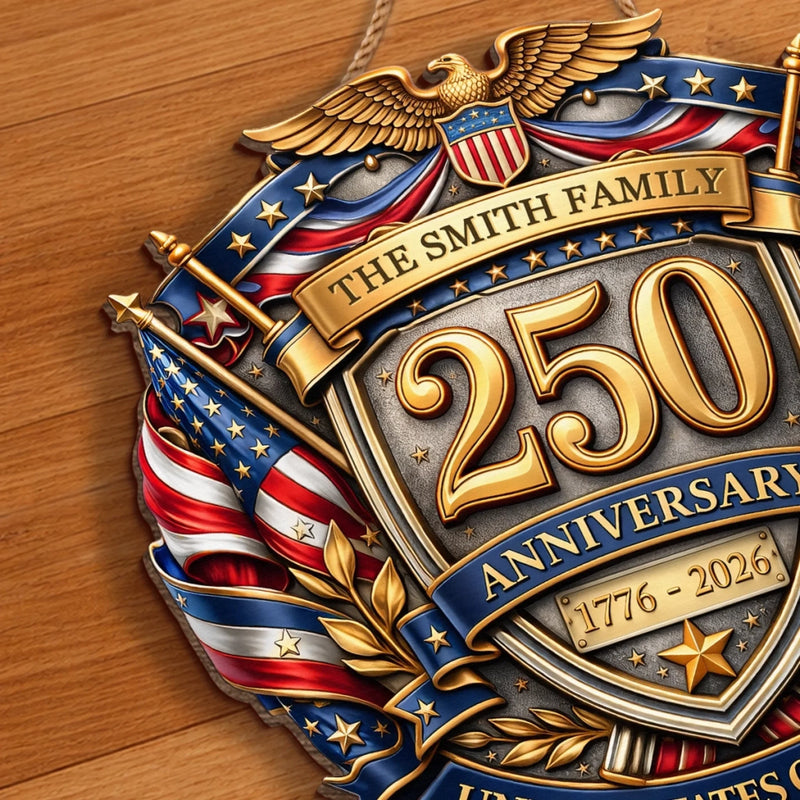 Custom Wood Sign - Personalized America 250th Anniversary Gifts For Mom, Dad, Brother, Sister, Kids - Courage Built Our Legacy