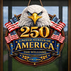 Custom Wood Sign - Personalized America 250th Anniversary Gifts For Mom, Dad, Brother, Sister, Kids - Proud Hearts Stand United