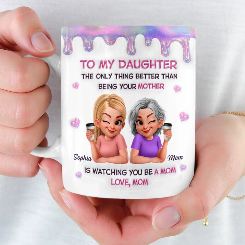 Custom 3D Inflated Effect Printed Mug - Personalized Mother's Day Birthday Gifts For Mom, Daughter - Love Grows Through You