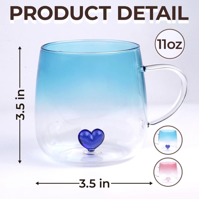 Custom Gradient Glass Mug - Personalized Mother's Day Birthday Gifts For Mom, Daughter - Connected By Heart, Not Distance