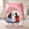 Custom Gradient Glass Mug - Personalized Mother's Day Birthday Gifts For Mom, Daughter - Connected By Heart, Not Distance