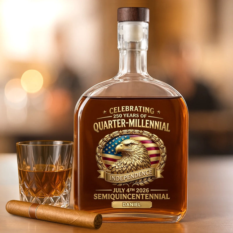 Custom Liquor Decanter - America 250th Anniversary Gifts For Women, Men - Proud Hearts Stand Tall
