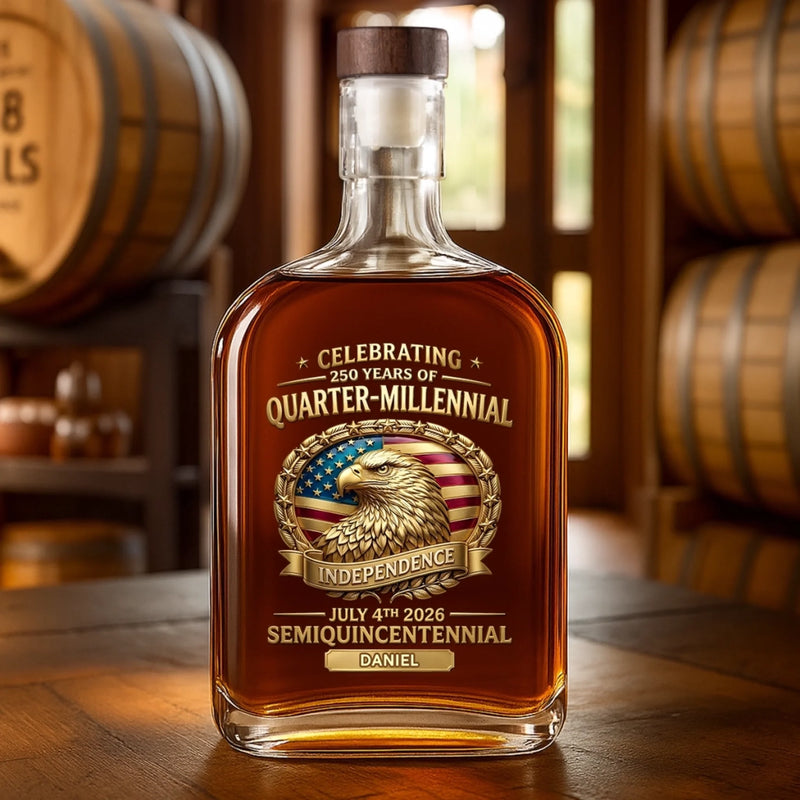 Custom Liquor Decanter - America 250th Anniversary Gifts For Women, Men - Proud Hearts Stand Tall