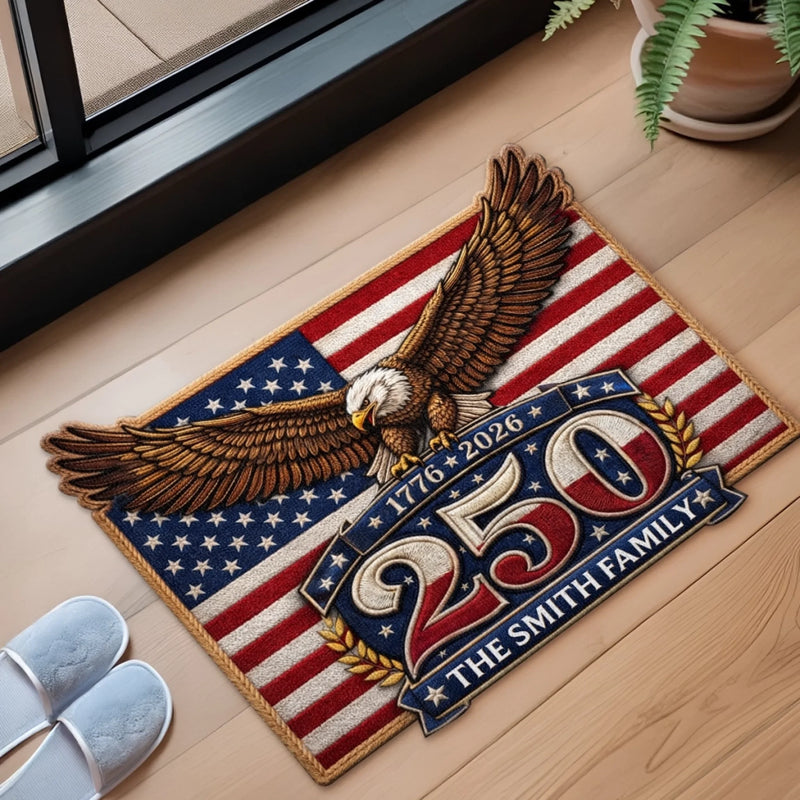 Custom Shaped Doormat - Personalized America 250th Anniversary Gifts For Mom, Dad, Brother, Sister, Kids - Freedom Lives In Every Heart