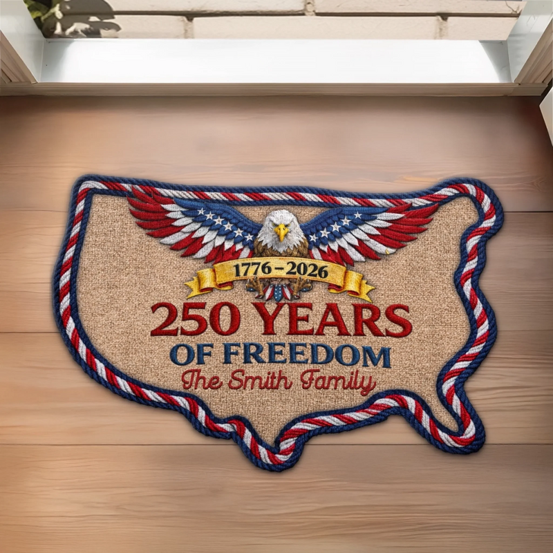 Custom Shaped Doormat - Personalized America 250th Anniversary Gifts For Mom, Dad, Brother, Sister, Kids - Courage Shaped Our Legacy