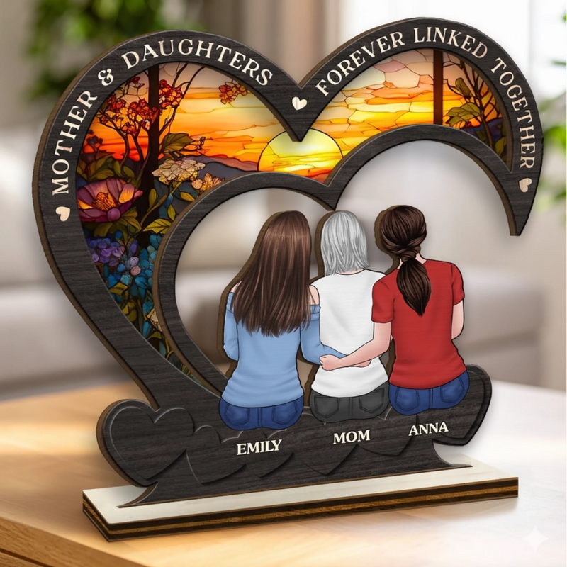Custom 2-Layered Wooden Plaque - Personalized Mother's Day Birthday Gifts For Mom, Daughter - Our Love, Framed In Forever
