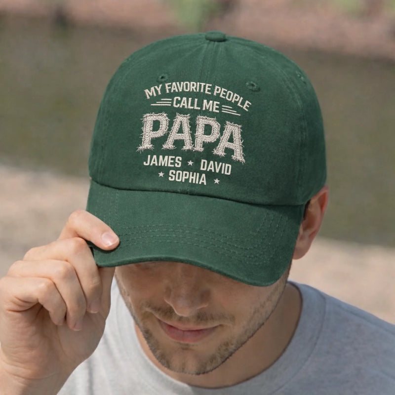 Custom Vintage Washed Denim Baseball Cap - Personalized Father's Day Birthday Gifts For Dad, Grandpa - Grandpa And Dad With Love