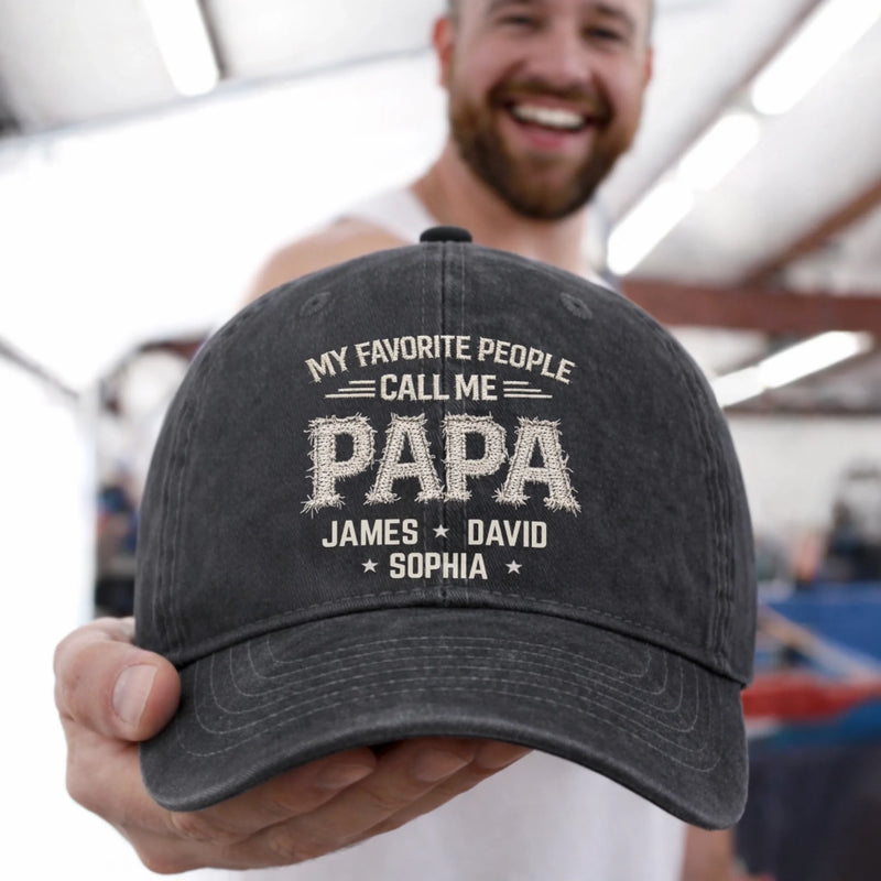 Custom Vintage Washed Denim Baseball Cap - Personalized Father's Day Birthday Gifts For Dad, Grandpa - Grandpa And Dad With Love