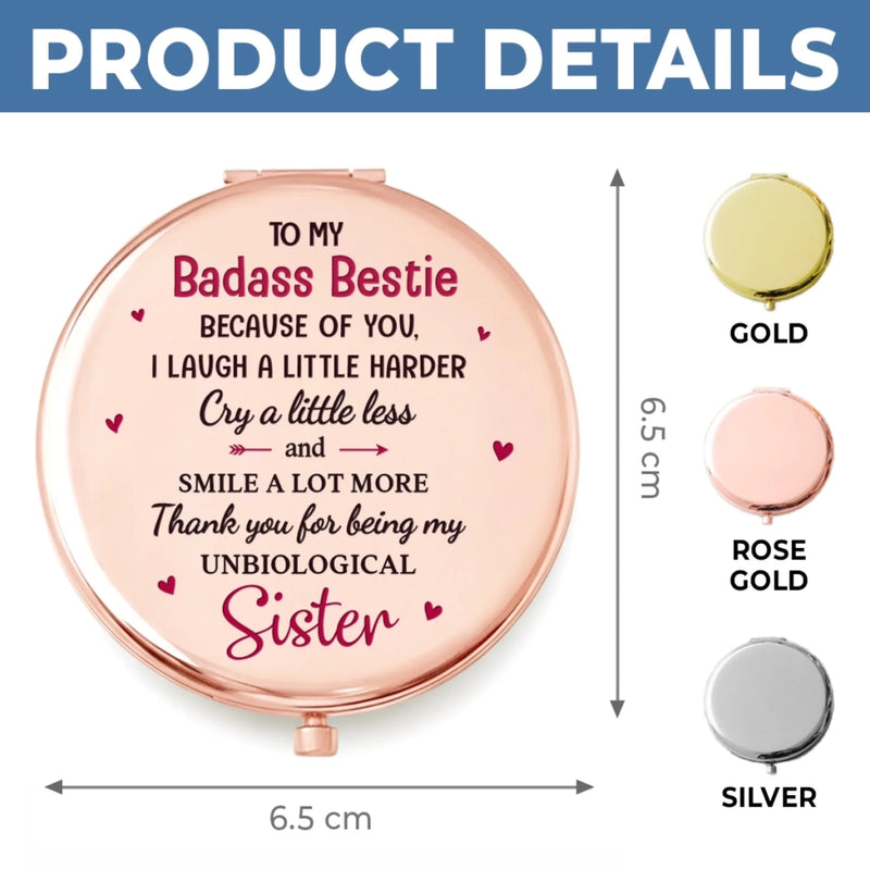 Custom Compact Mirror - Personalized Best Friend Birthday Gifts For Women, Besties, Sisters, BFF - Sisters Always By My Side