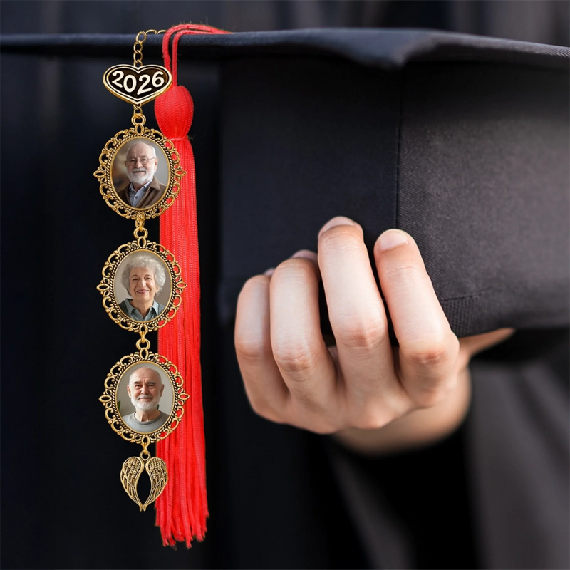 Custom Tassel Photo Charm with Angel Wings - Personalized Graduation Gifts For Him, Her - Chasing Dreams Graduation Day
