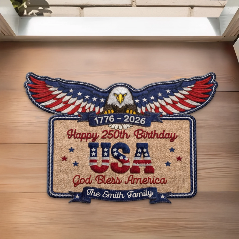 Custom Shaped Doormat - Personalized America 250th Anniversary Gifts For Mom, Dad, Brother, Sister, Kids - Proud Spirits Stand Tall