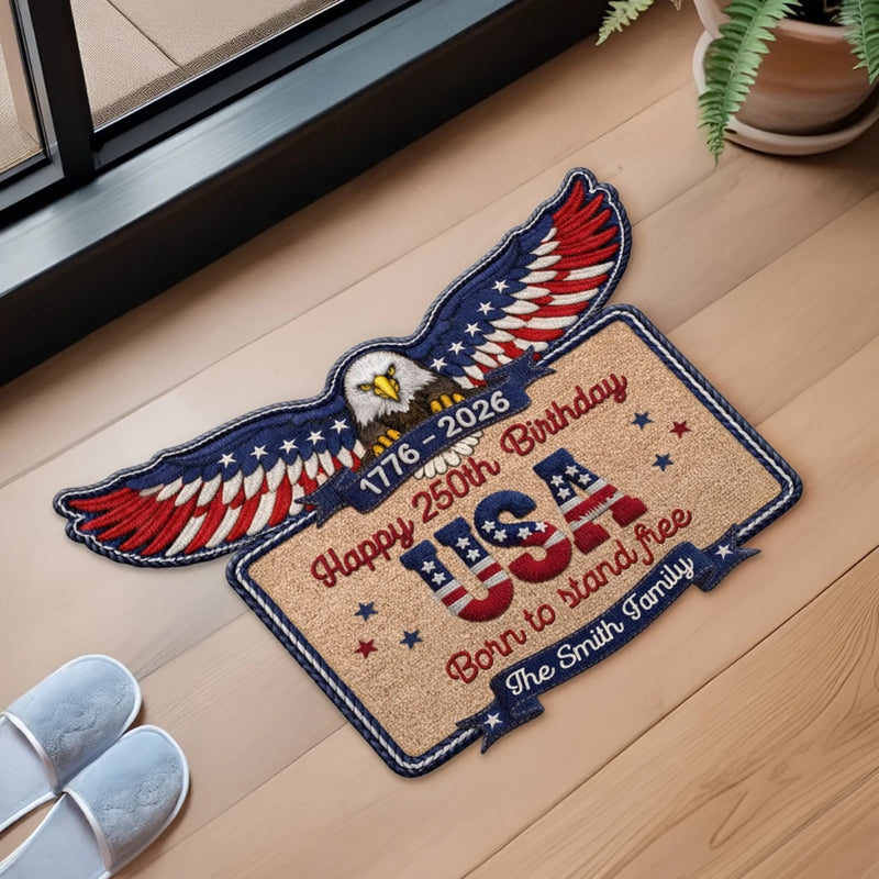 Custom Shaped Doormat - Personalized America 250th Anniversary Gifts For Mom, Dad, Brother, Sister, Kids - Proud Spirits Stand Tall